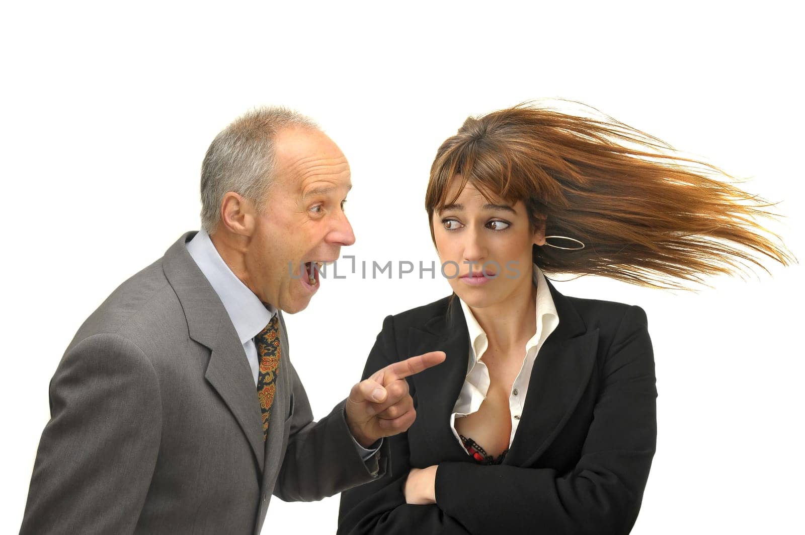 Businessman screaming with employee