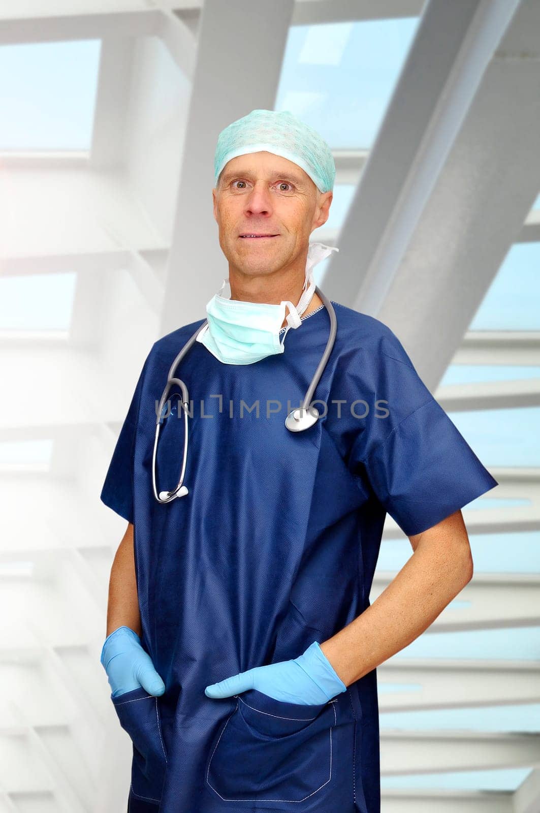 Doctor posing in uniform with stethoscope