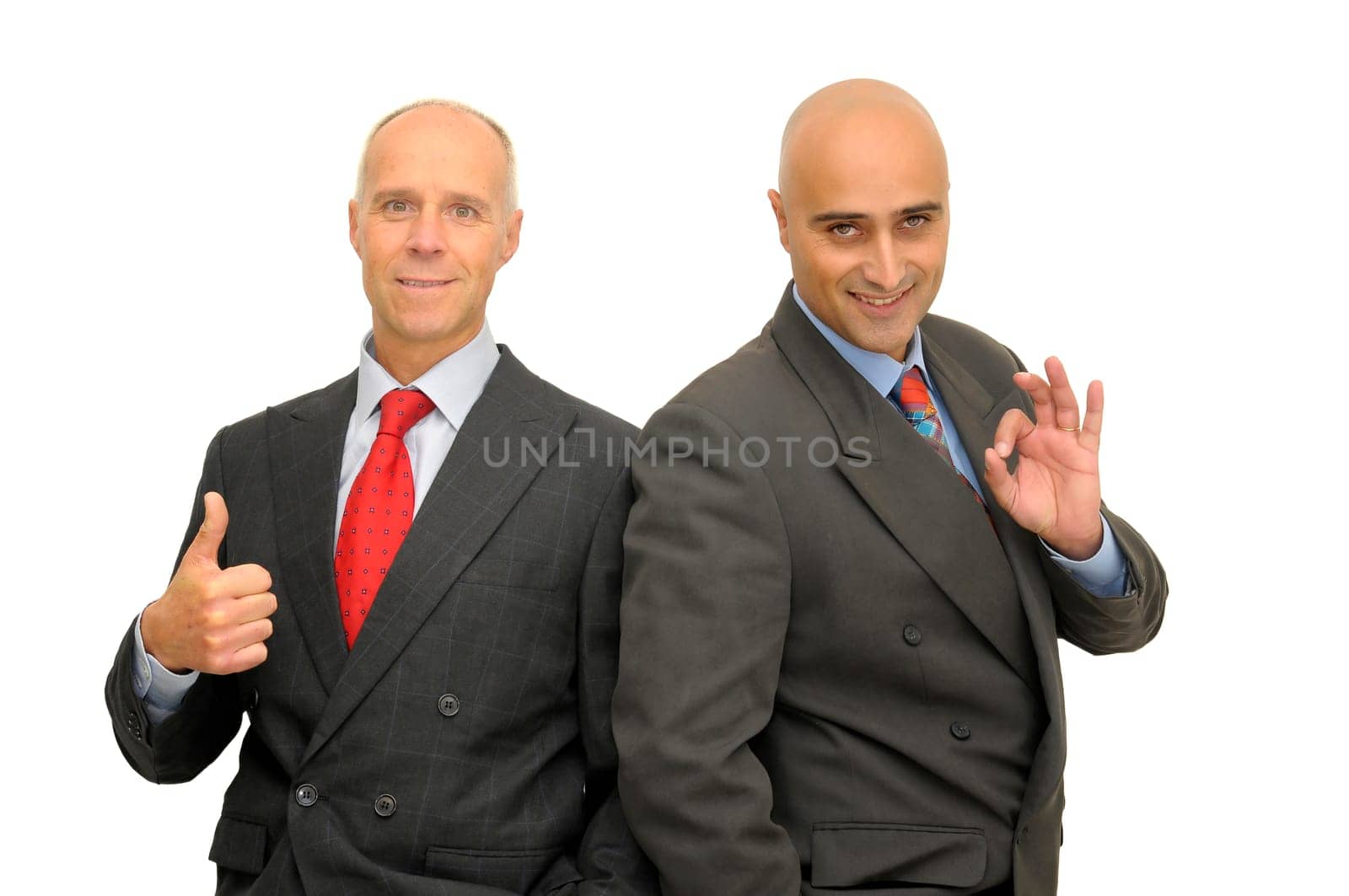 Two businessman isolated against a white background