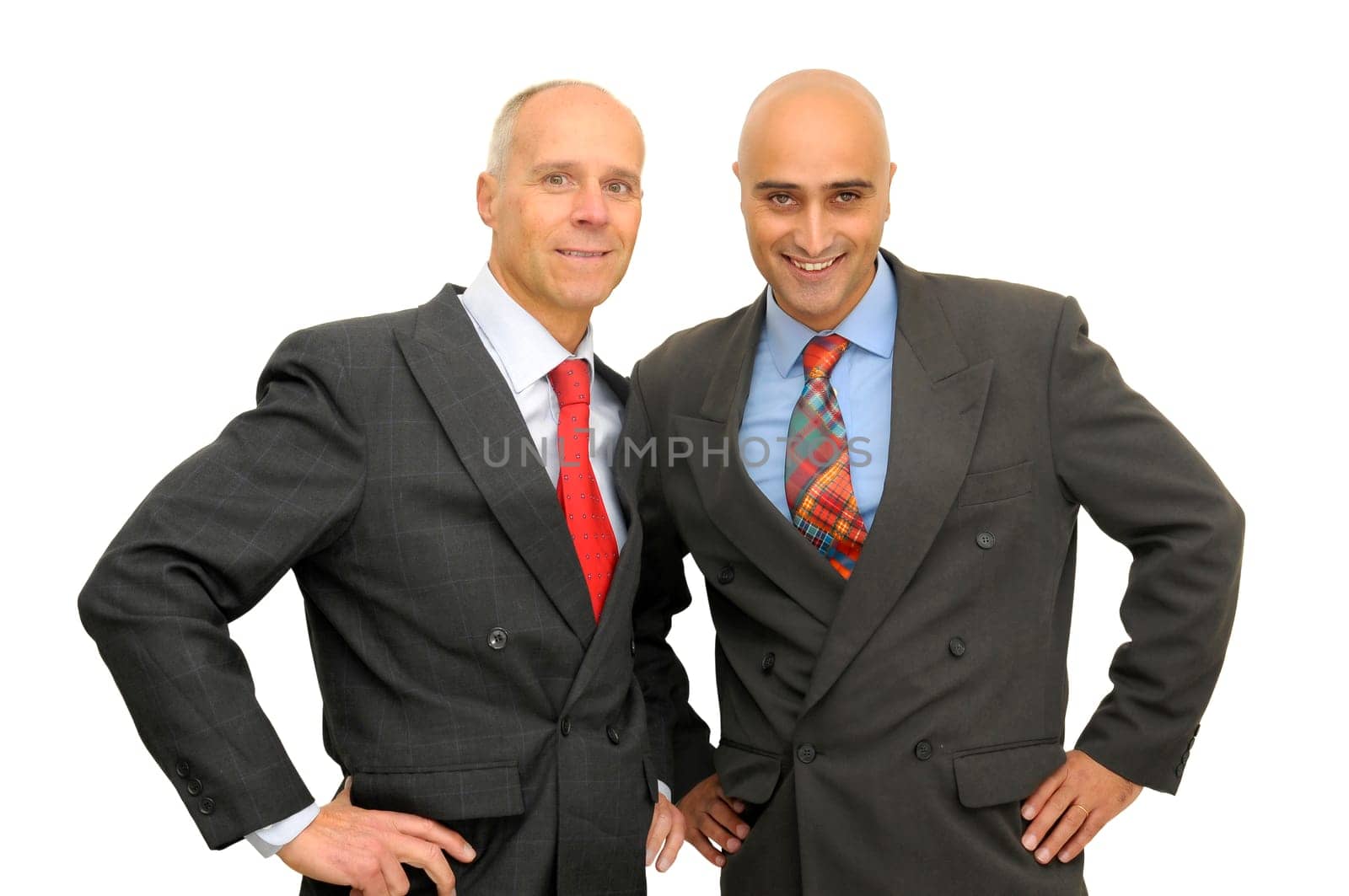 Two businessman isolated against a white background