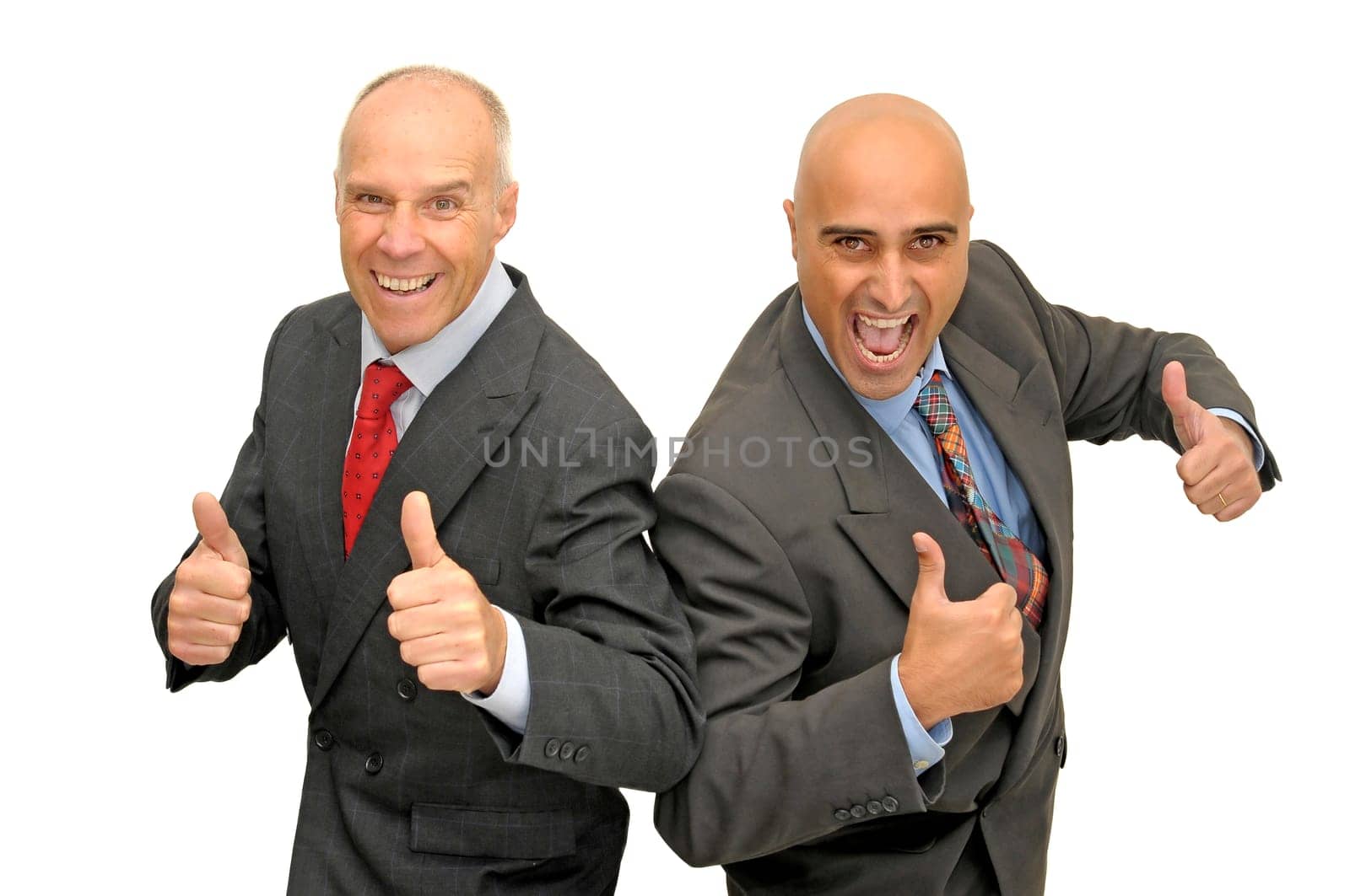 Two businessman isolated against a white background