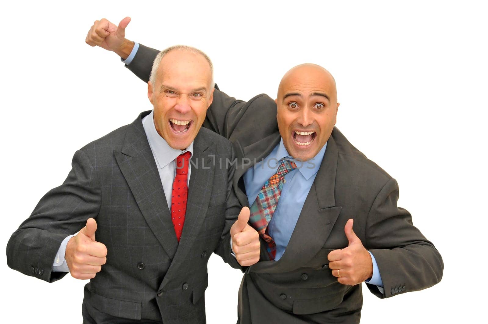 Two businessman isolated against a white background