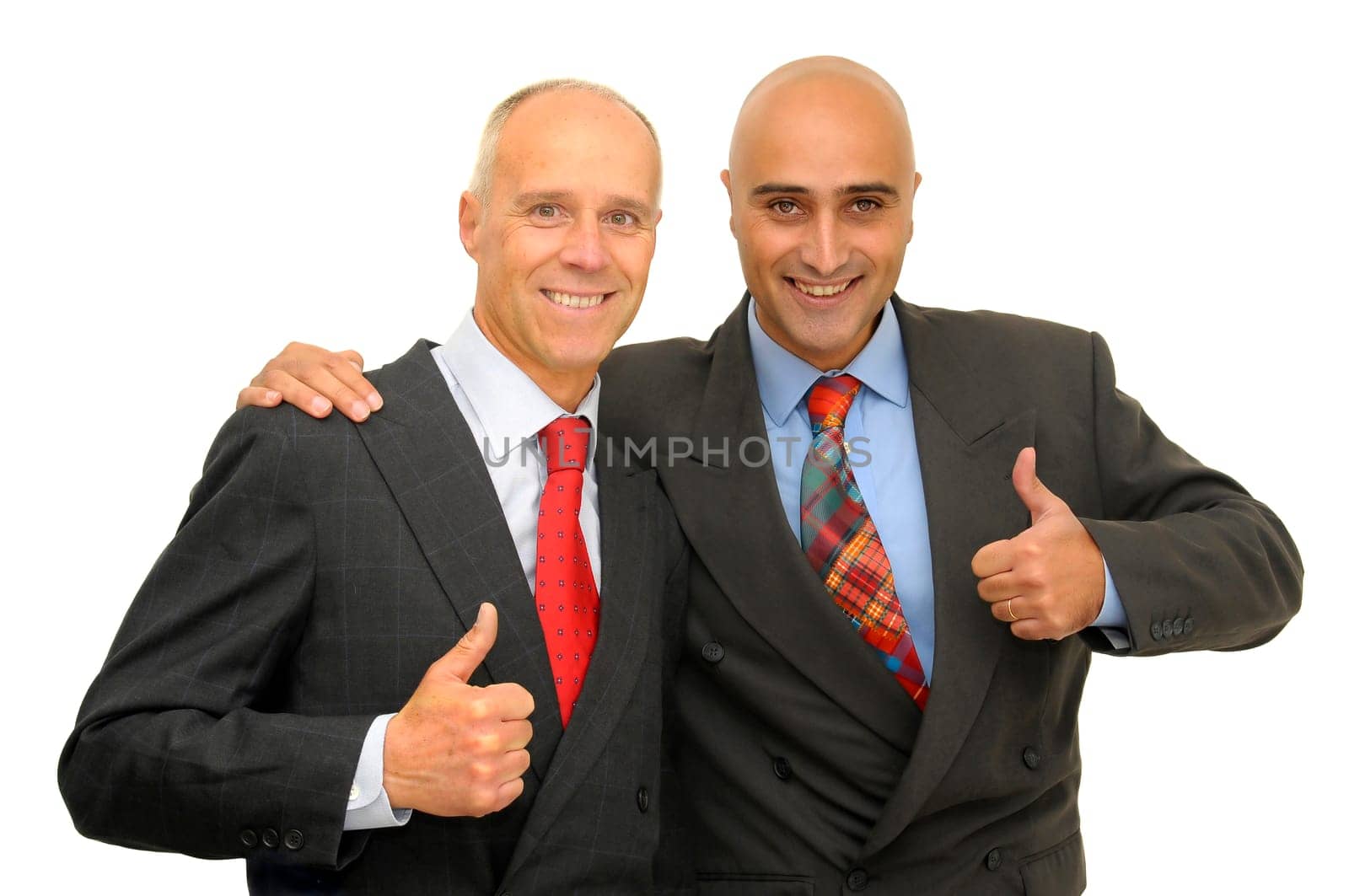 Two businessman isolated against a white background