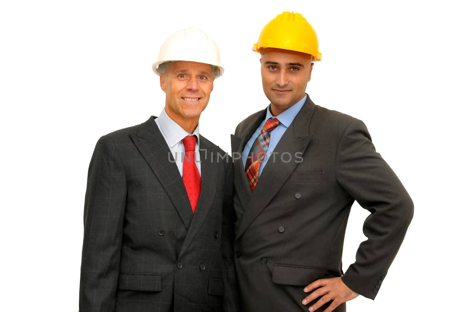 Engineers isolated against a white background