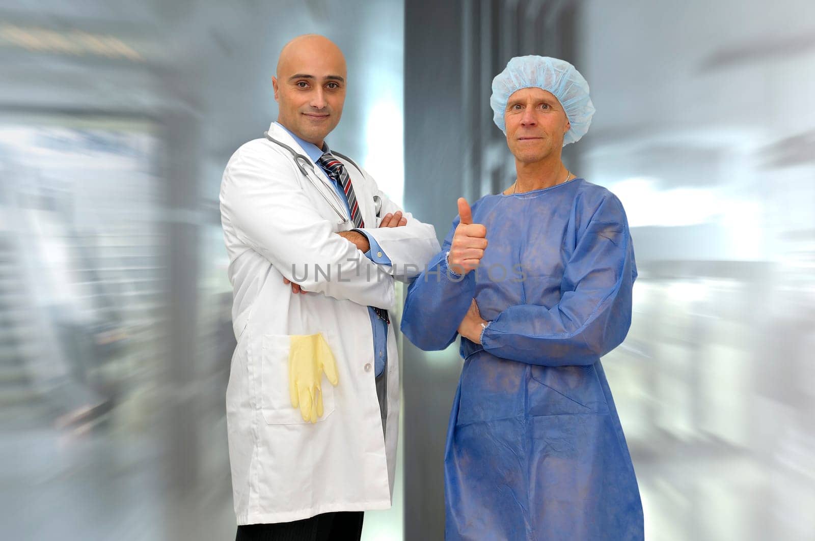 Doctor and patient posing in medical facilities
