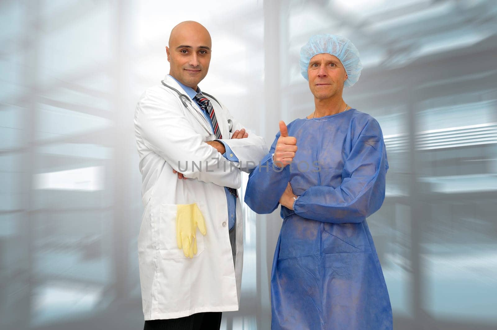 Doctor and patient posing in medical facilities