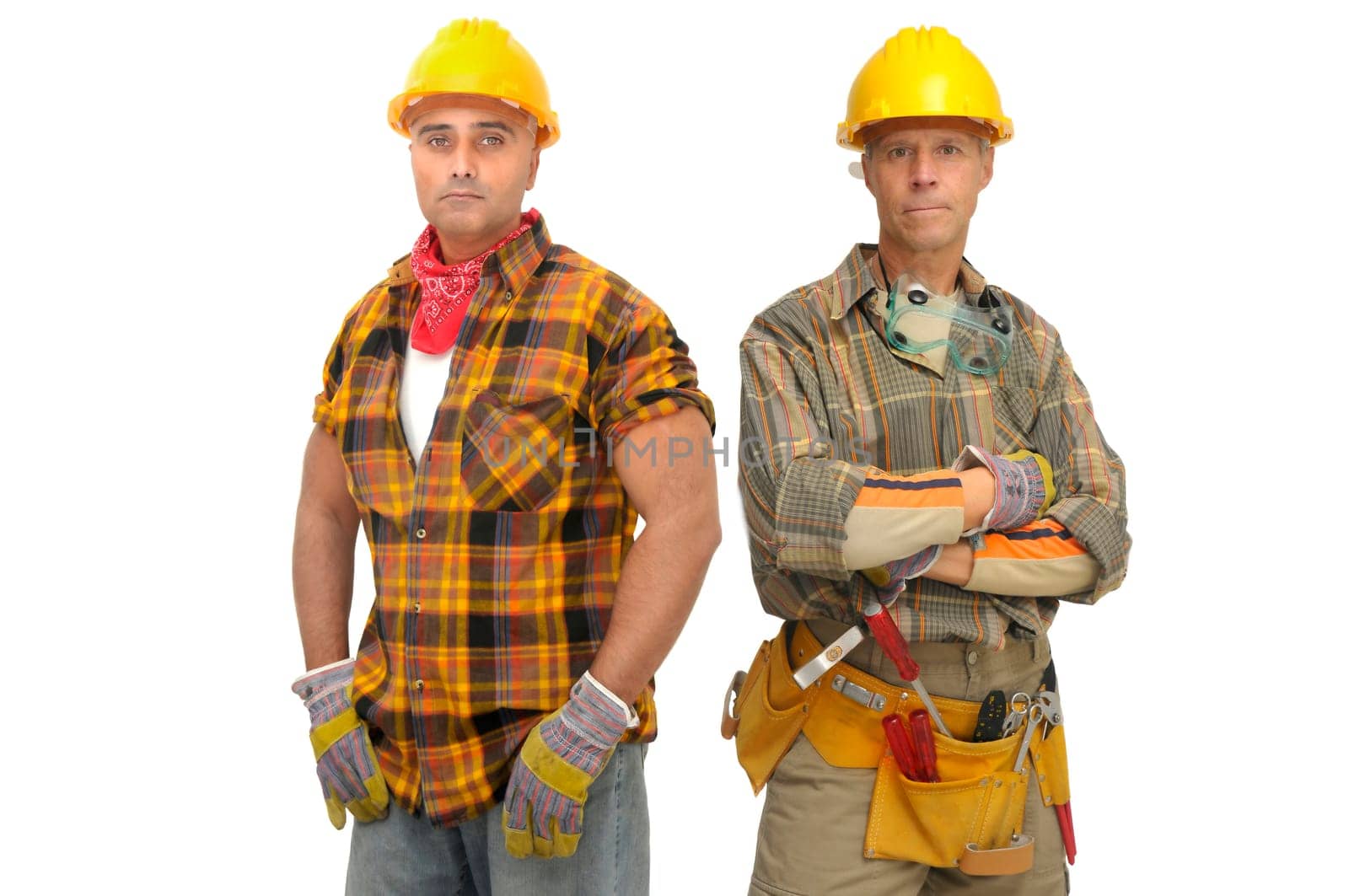workers team isolated against a white background
