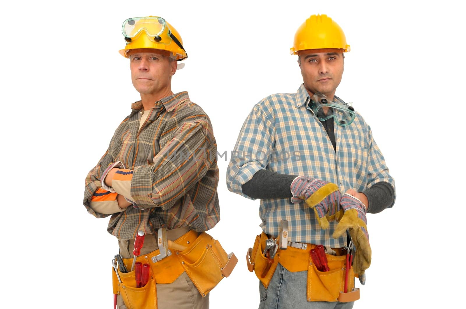 workers team isolated against a white background