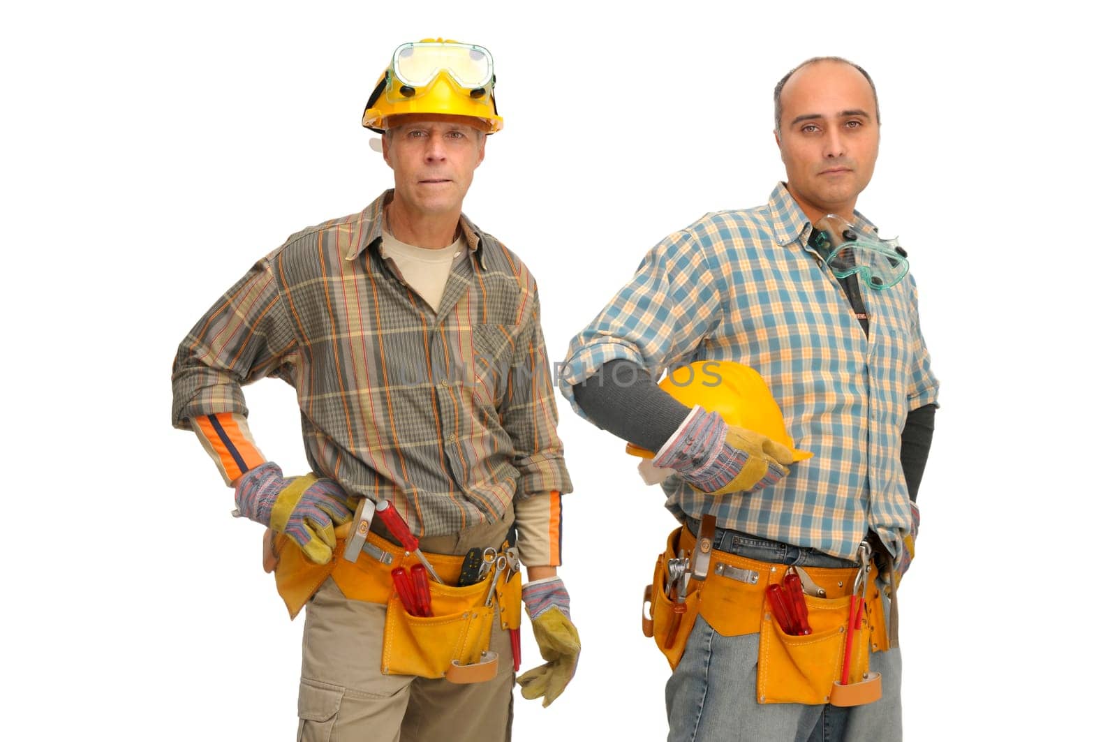 workers team isolated against a white background