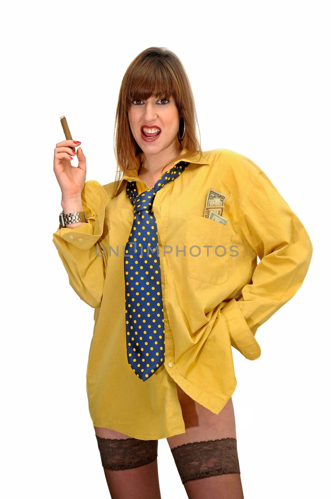 Business woman isolated in white