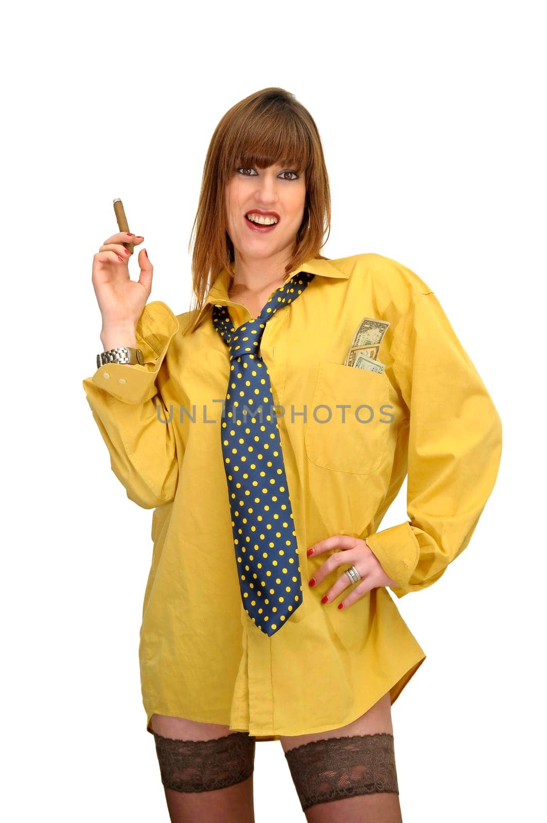 Business woman isolated in white