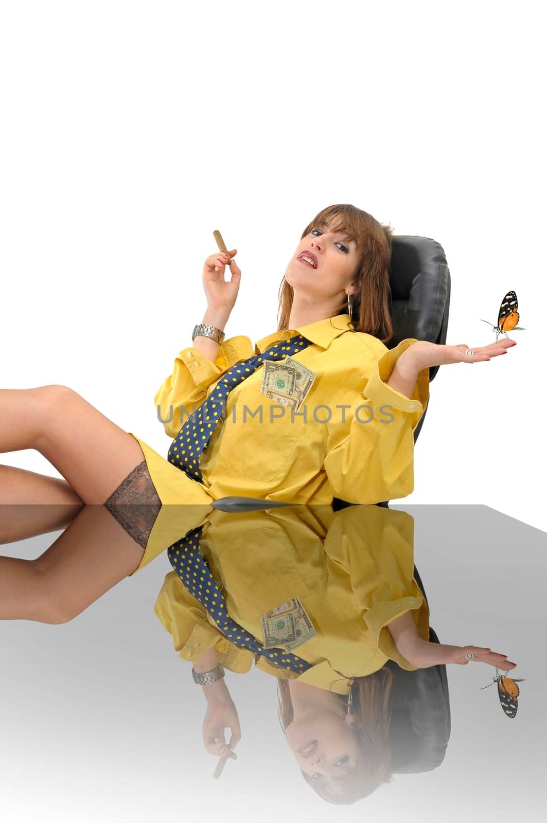 Business woman isolated in white
