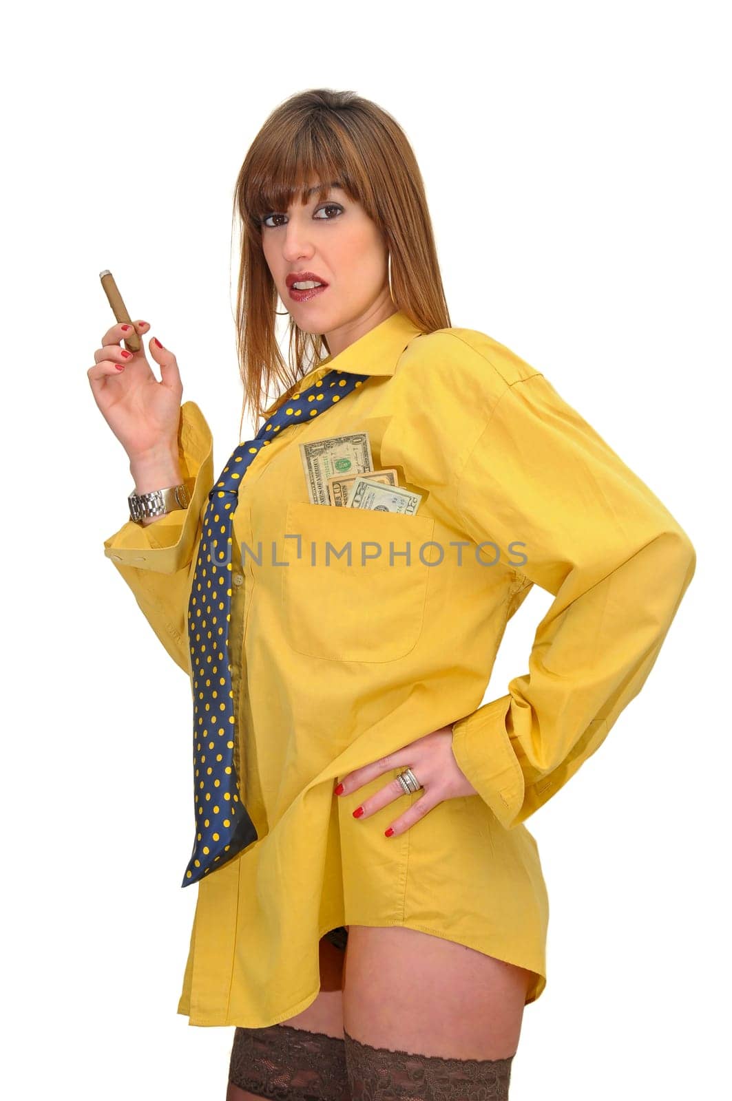 Sexy business woman isolated in white
