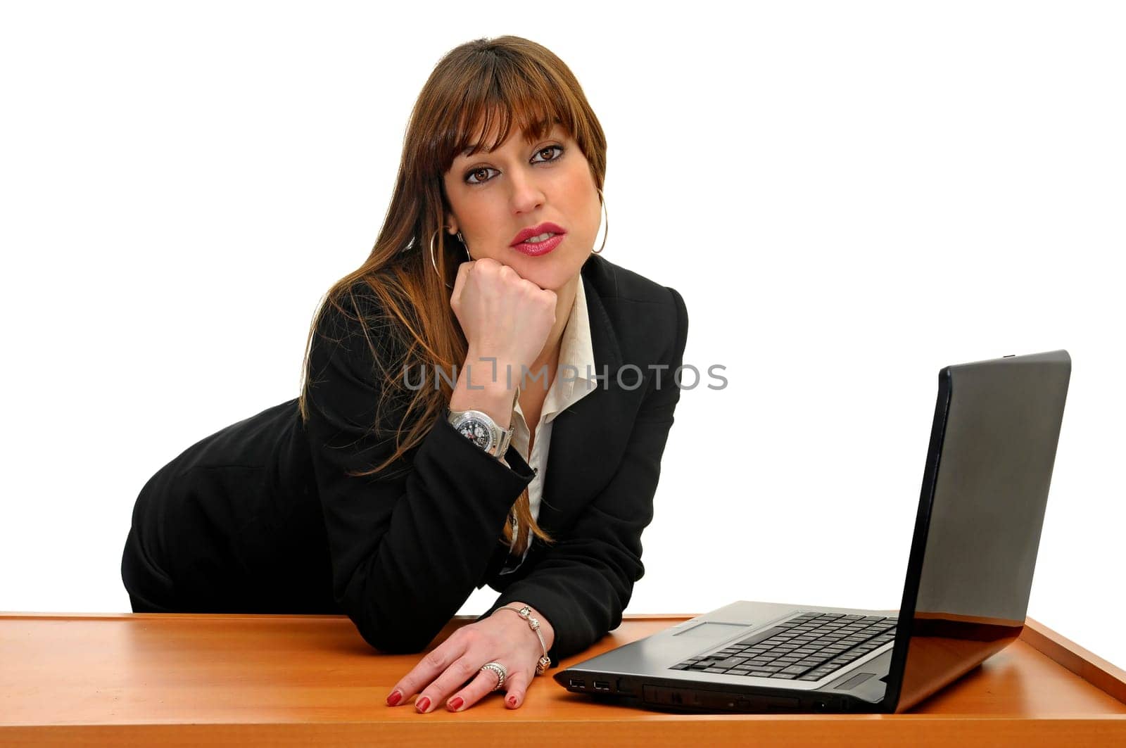 Business woman isolated in white