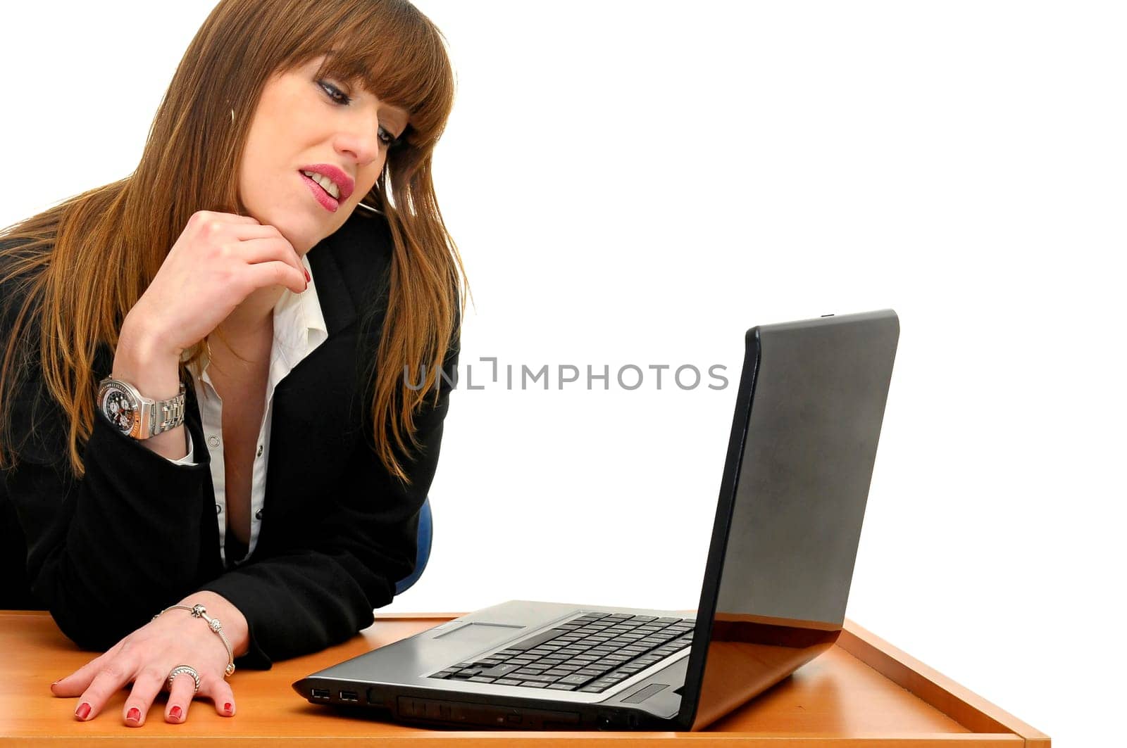 Business woman isolated in white