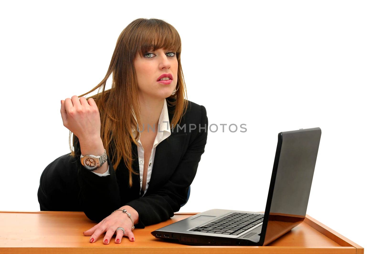 Business woman isolated in white