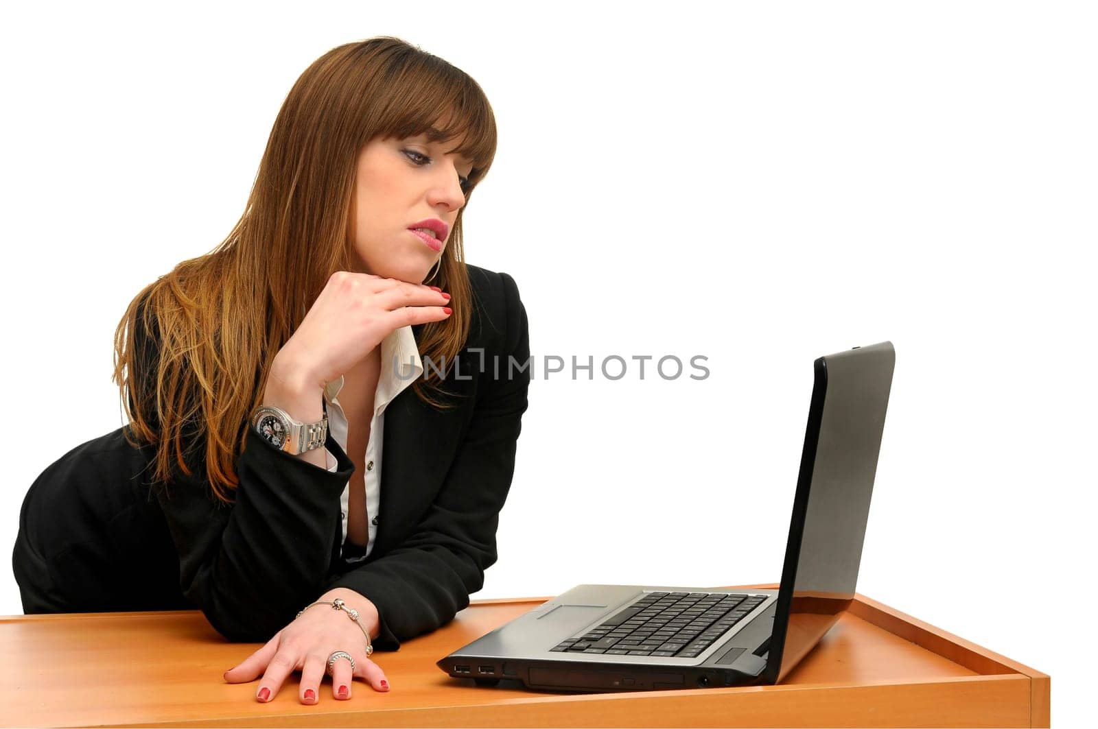 Business woman isolated in white