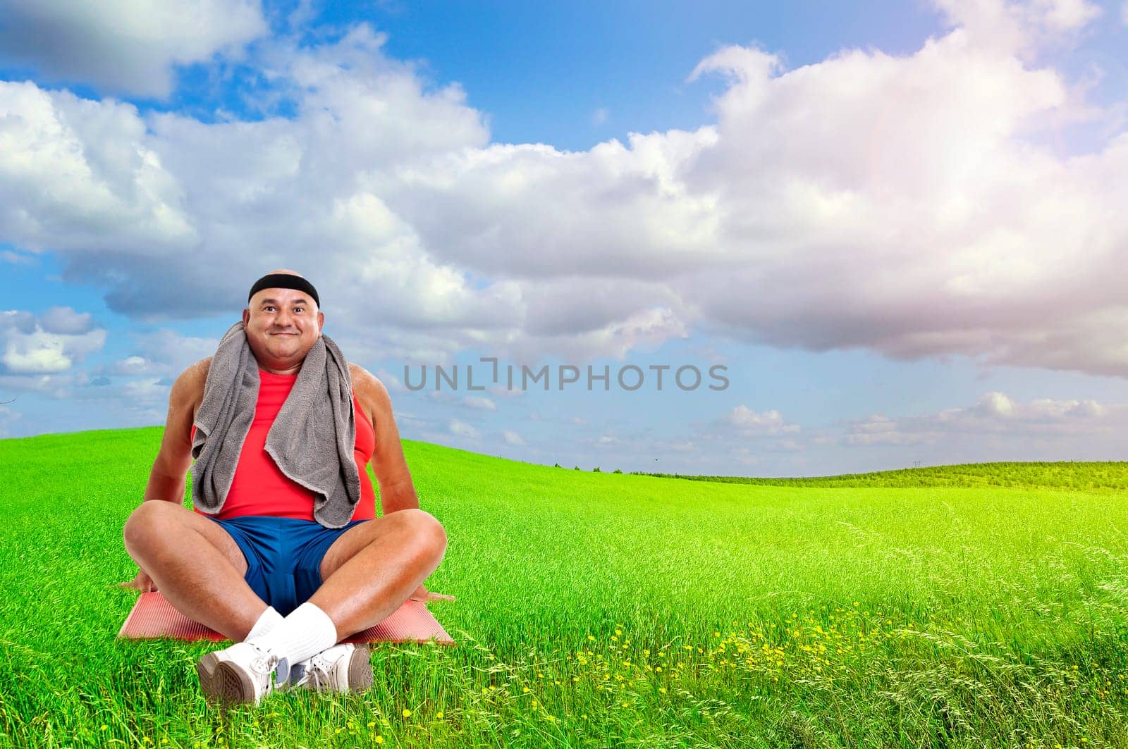 Large fitness man working out outdoors
