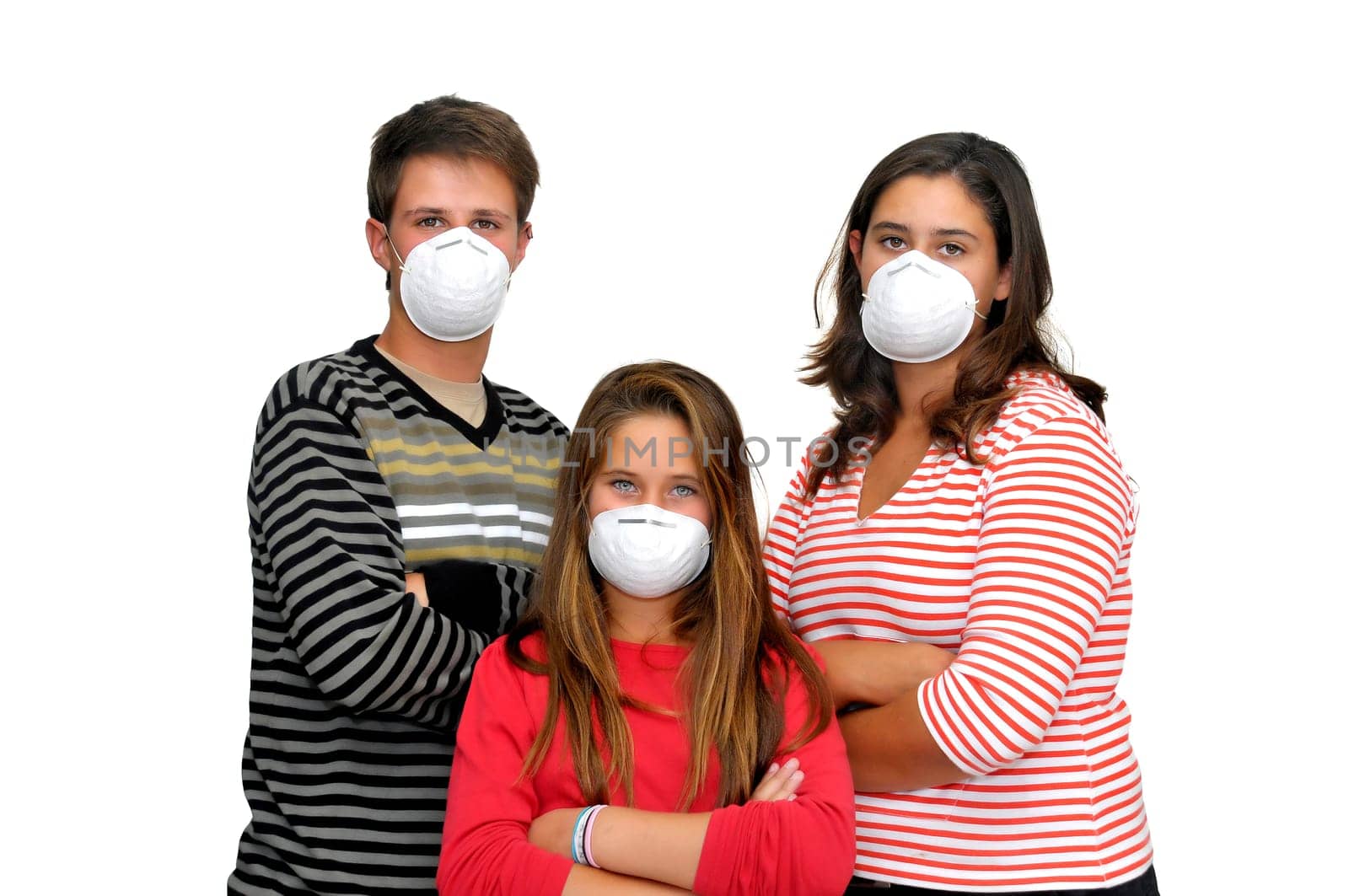 Group of children with masks against flu