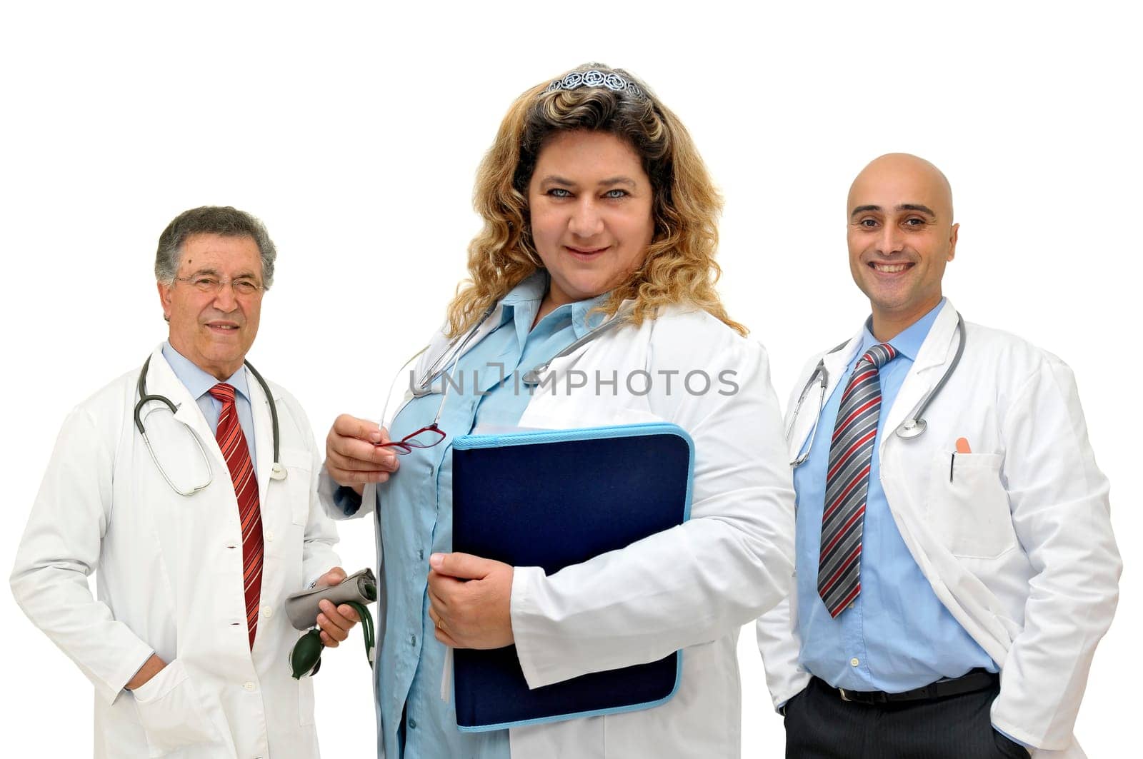 Doctors team isolated in white
