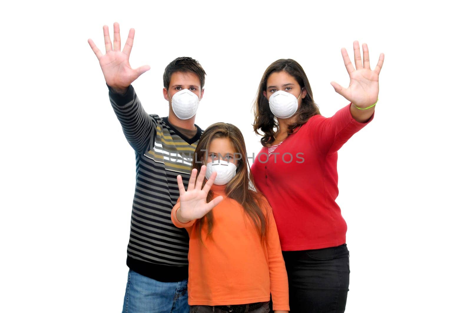 Group of children with masks against flu
