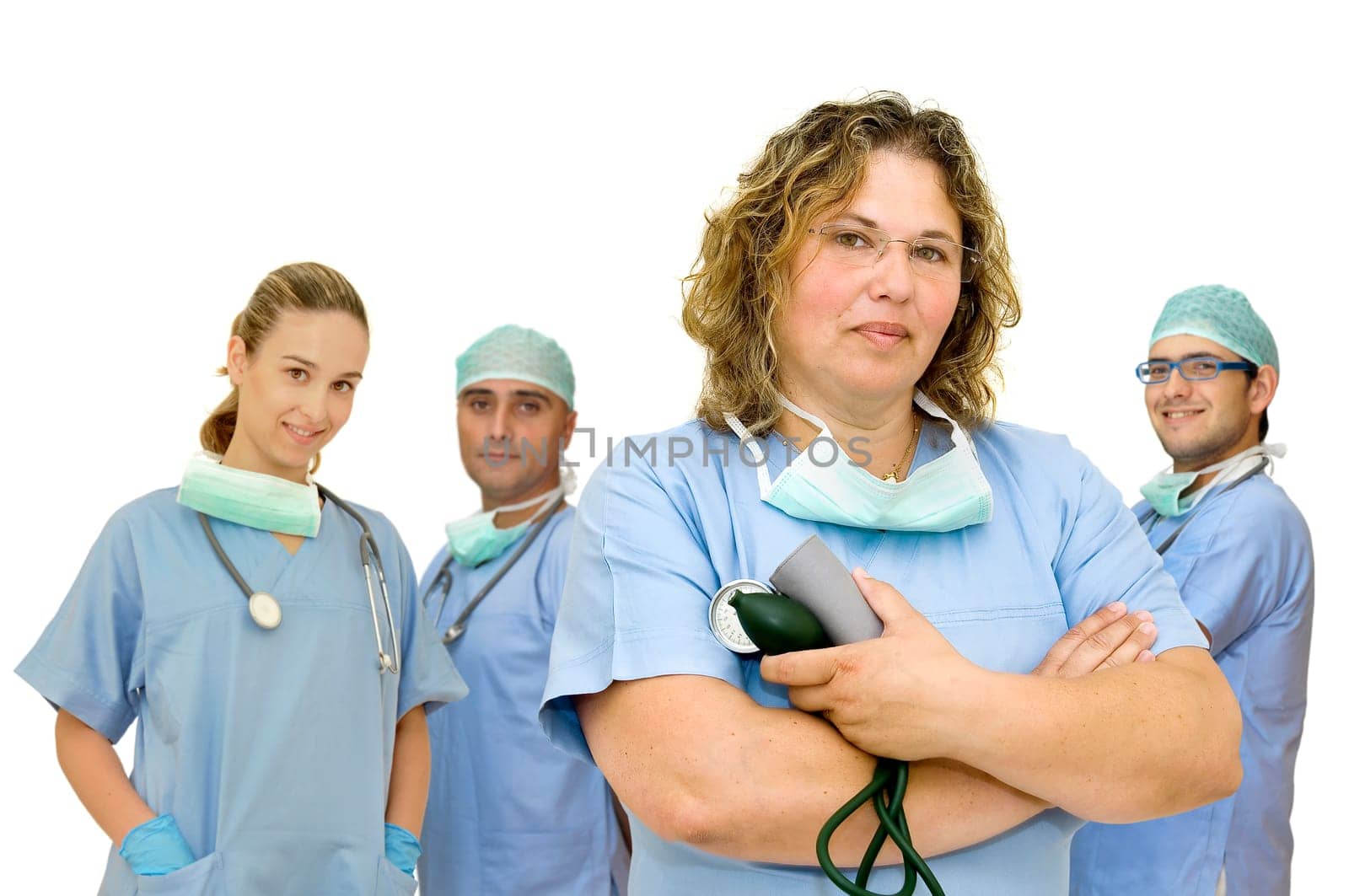 Doctors team isolated in white