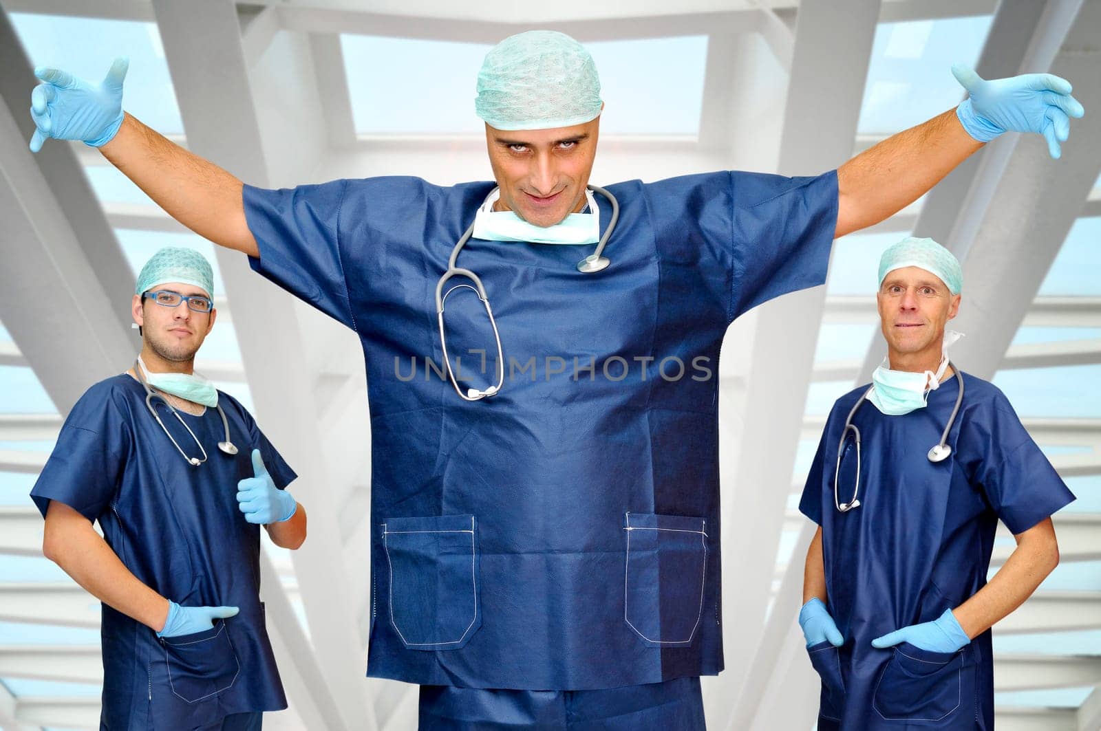 Doctors team posing in uniform