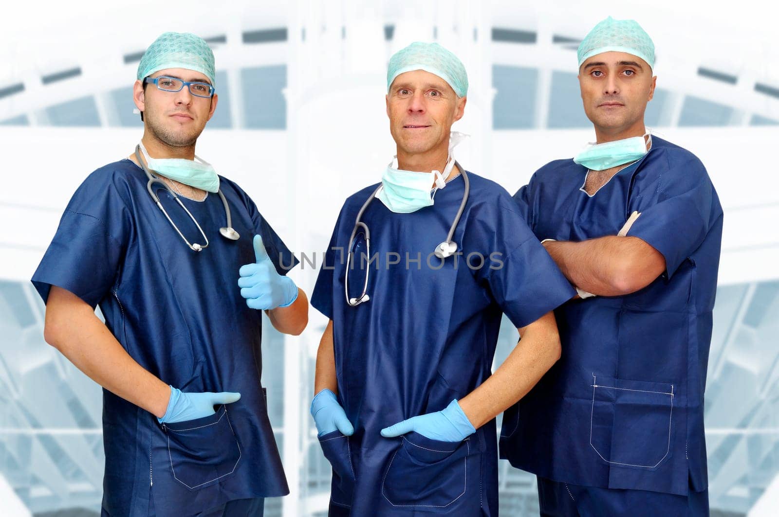 Doctors team posing in uniform
