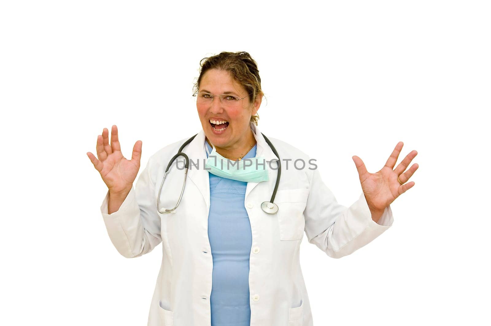 Woman doctor isolated in white