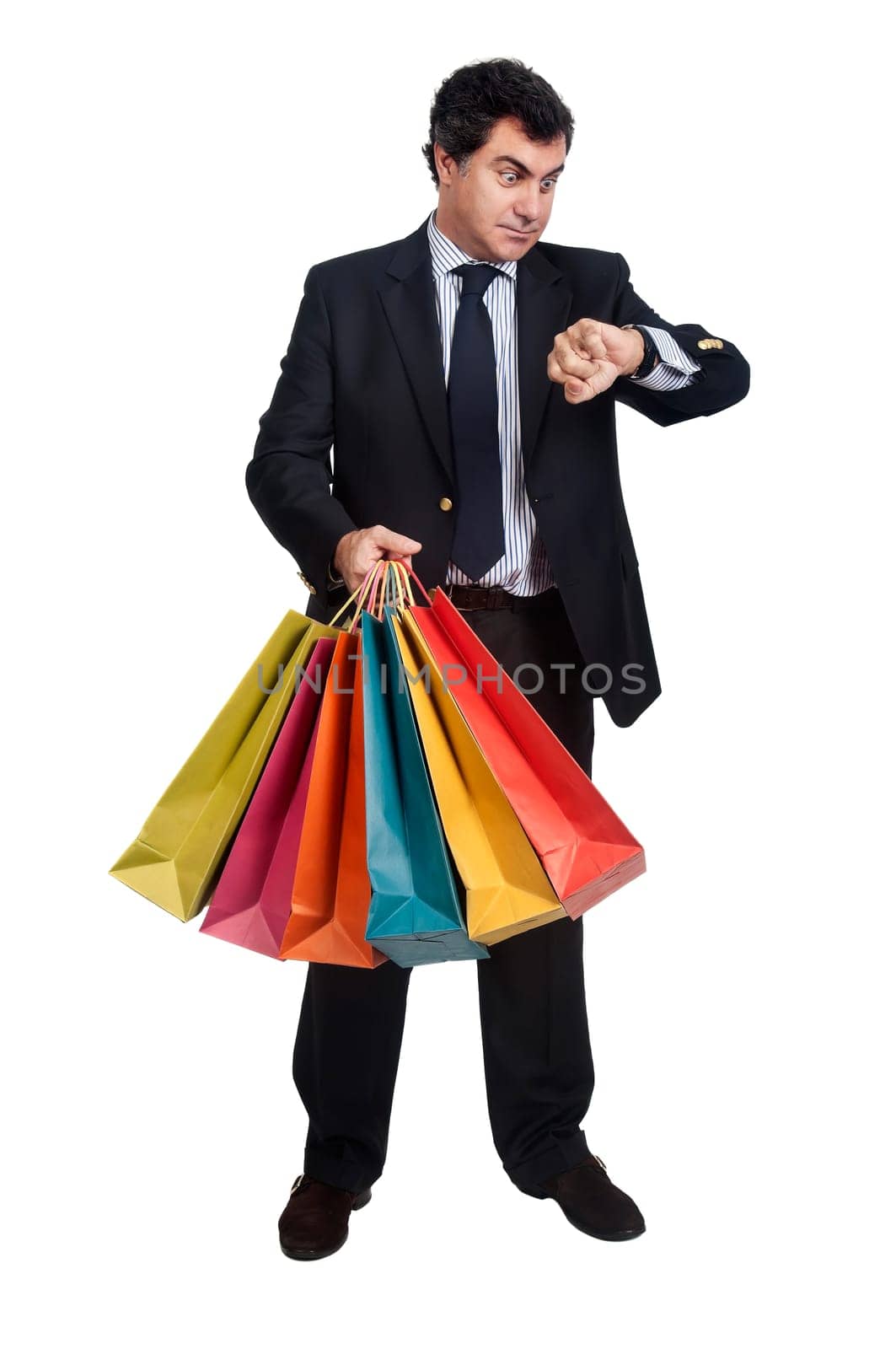Man posing with shopping bags