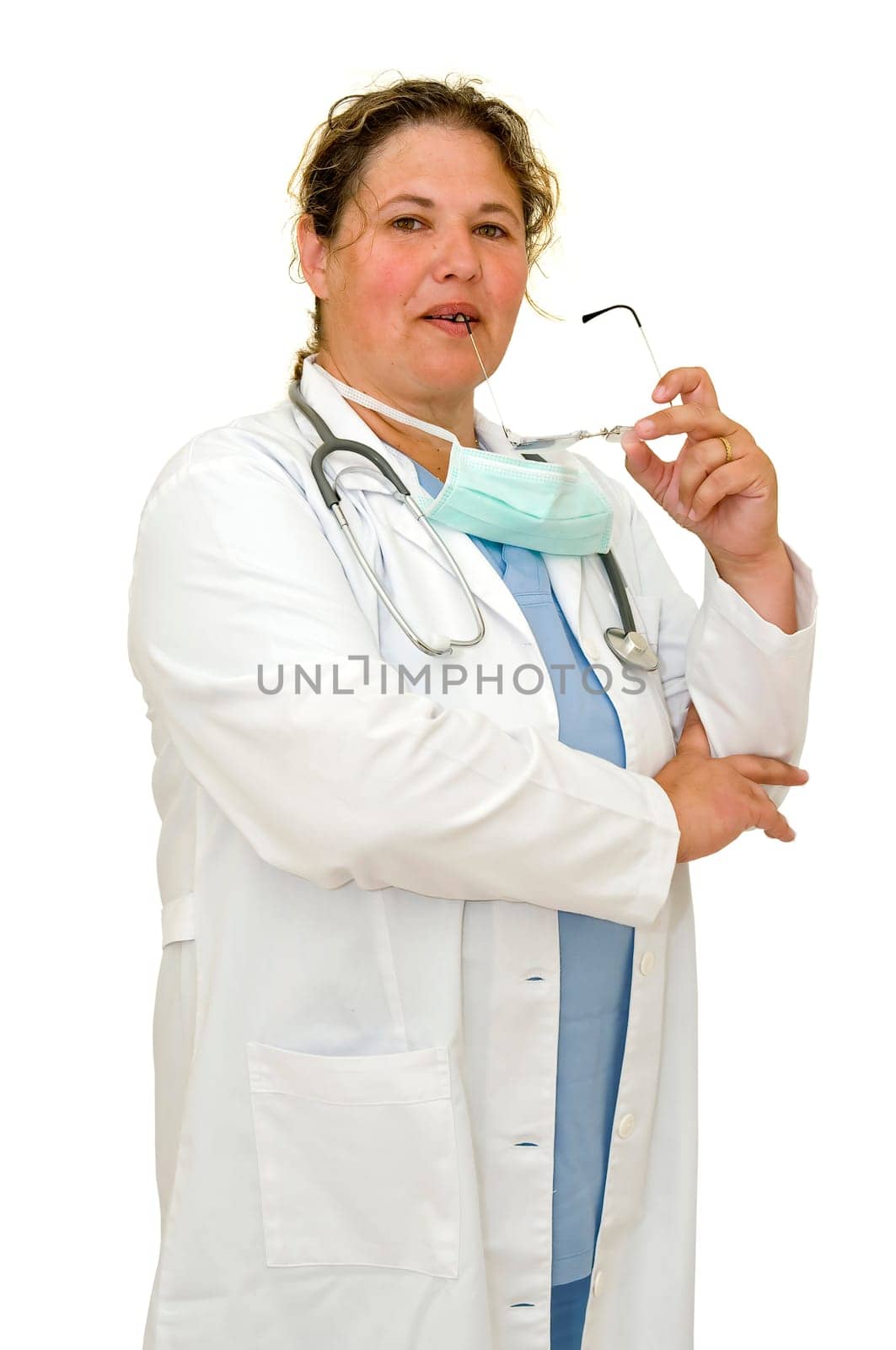 Woman doctor isolated in white