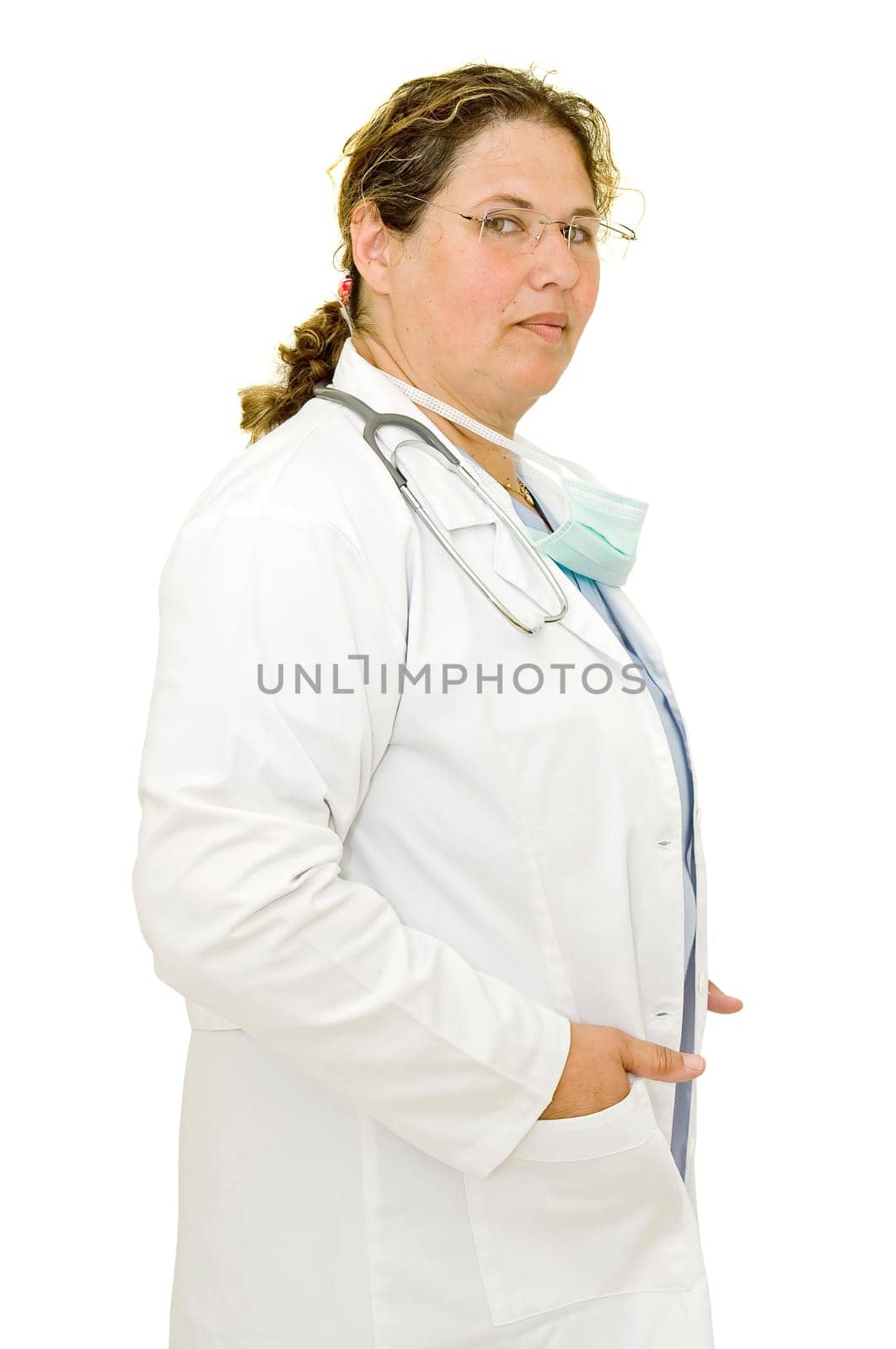 Woman doctor isolated in white