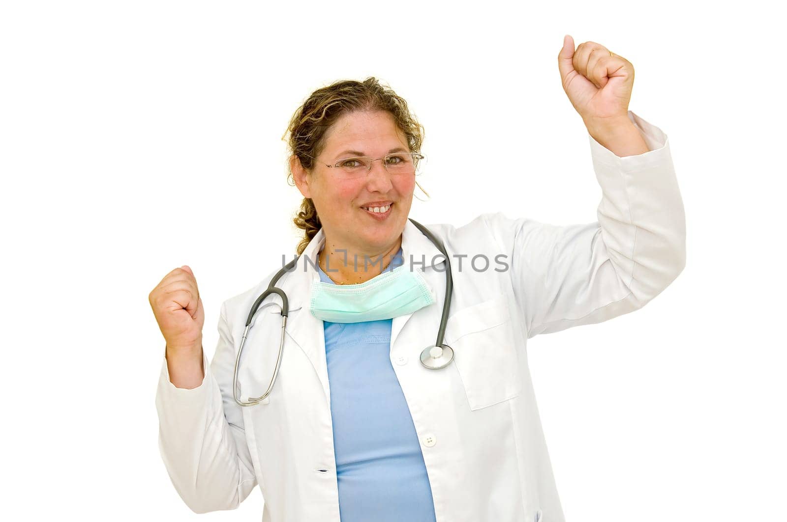Woman doctor isolated in white