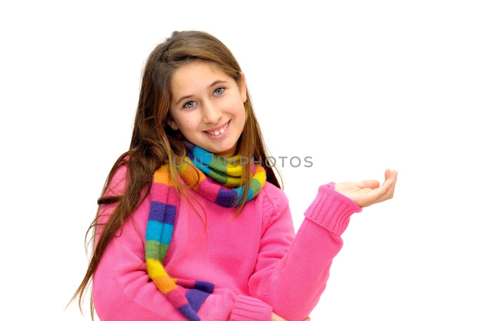 Beautiful young girl isolated in white