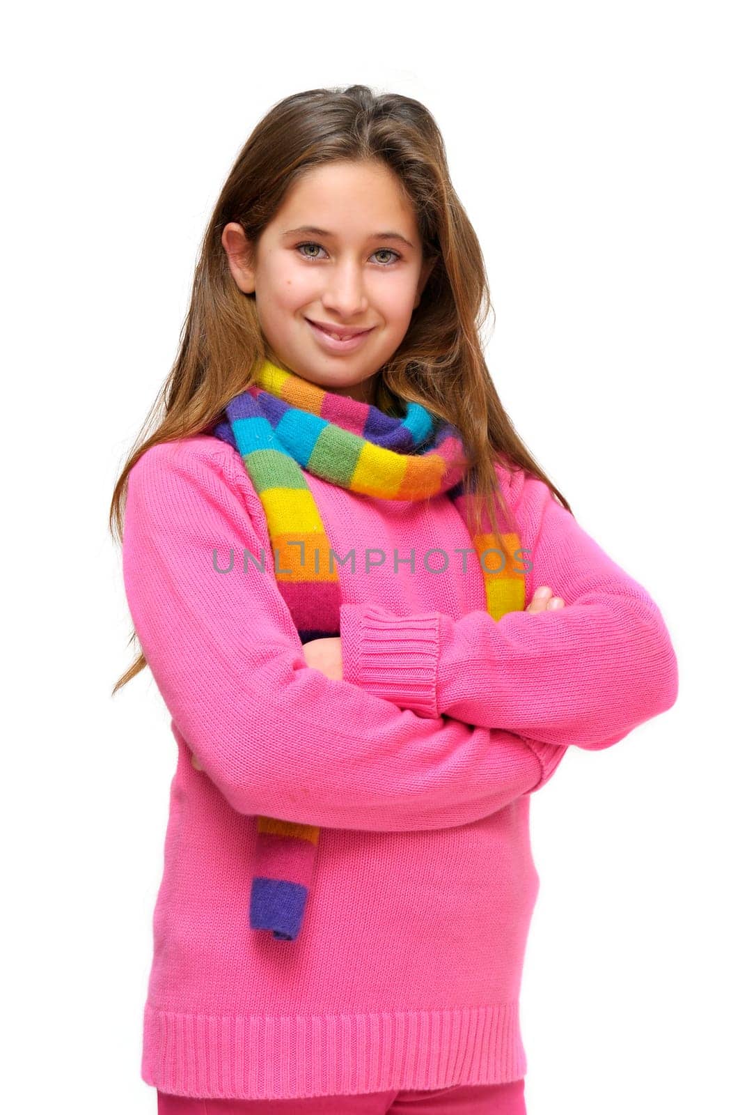 Beautiful young girl isolated in white