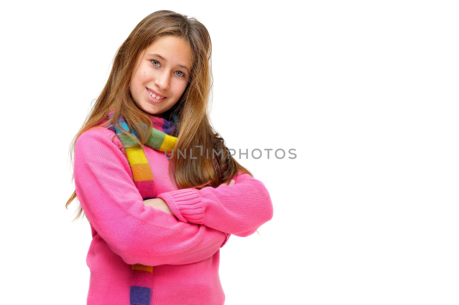 Beautiful young girl isolated in white