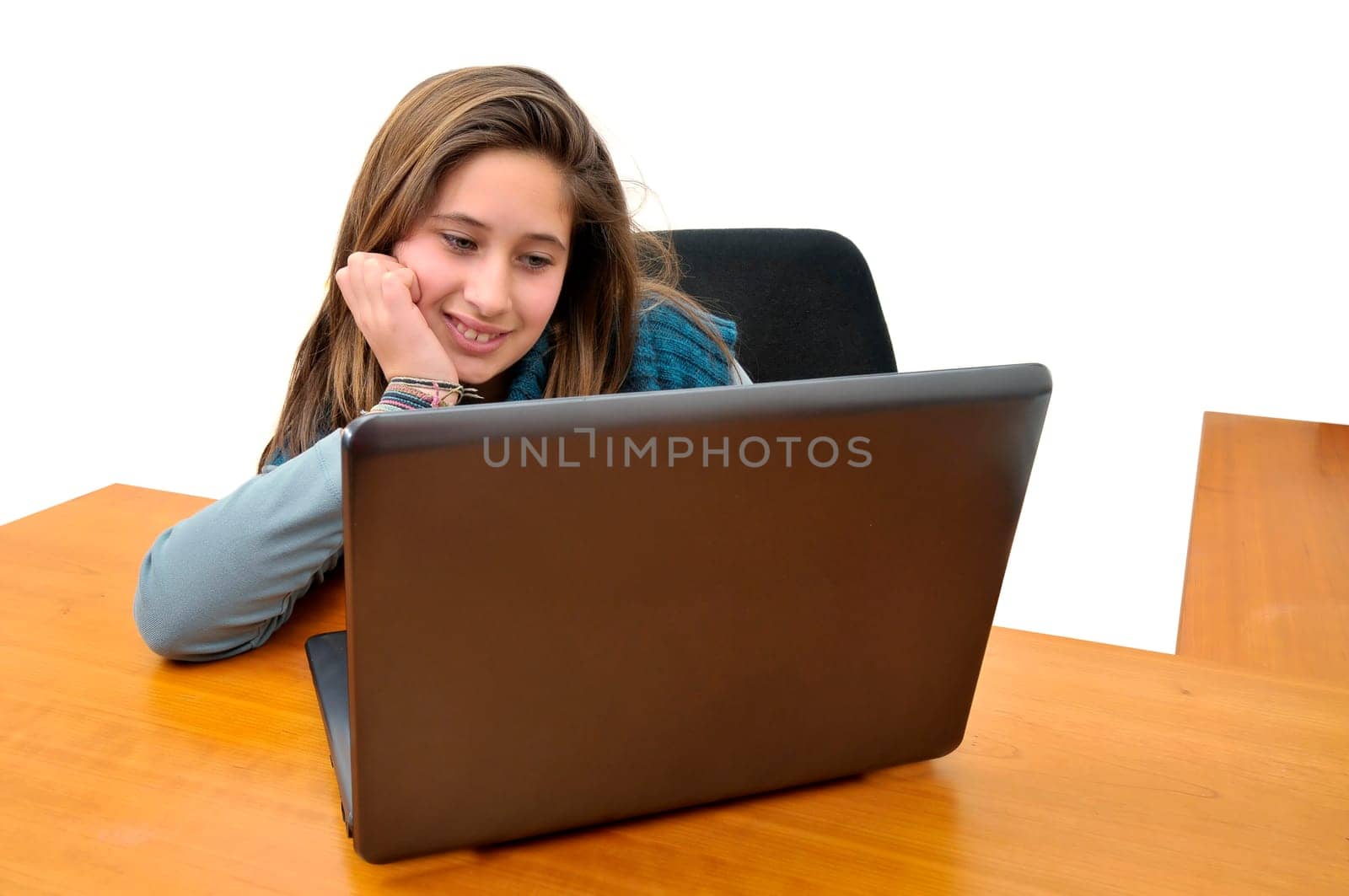 Young girl with a laptop computer