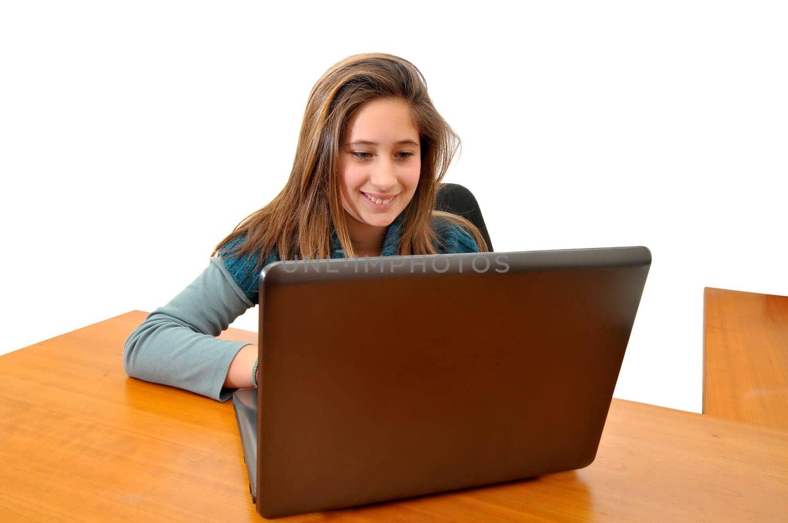 Young girl with a laptop computer