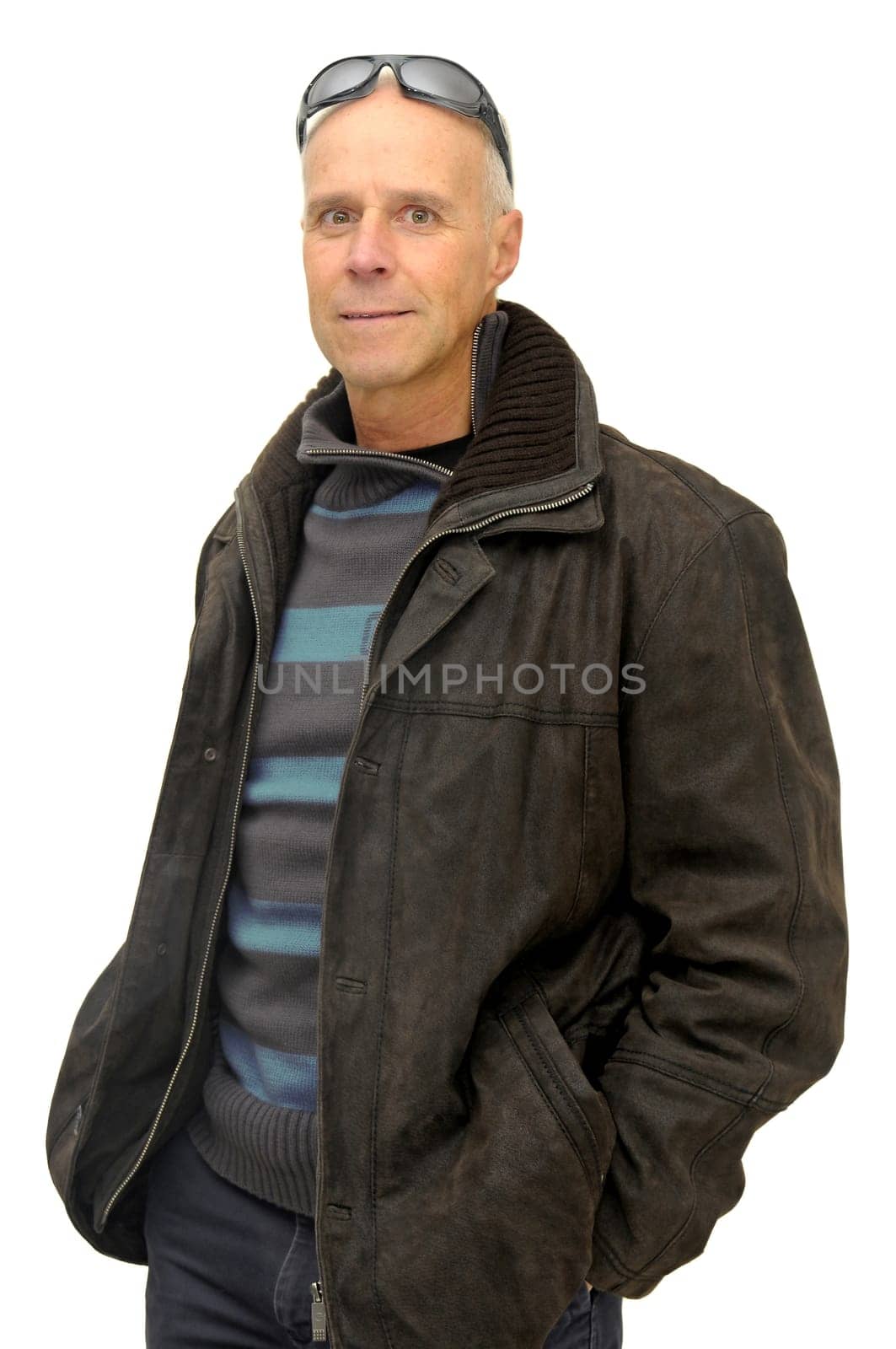 Man posing isolated against a white background