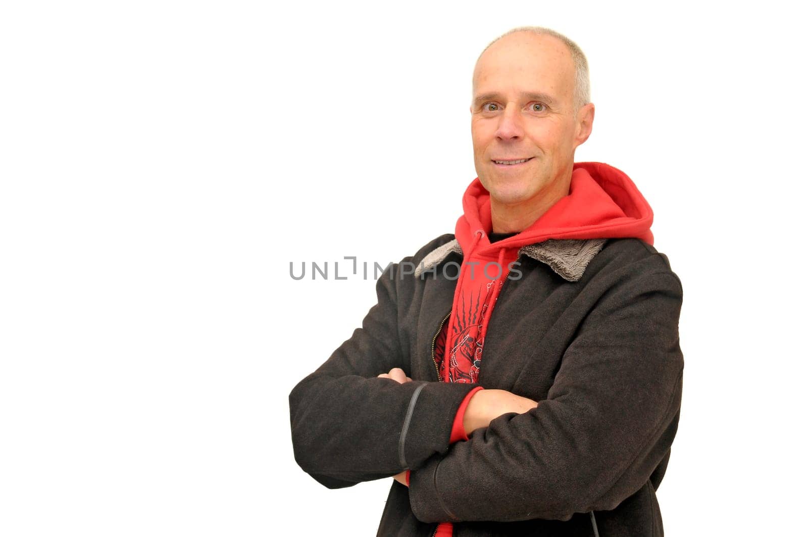 Man posing isolated against a white background
