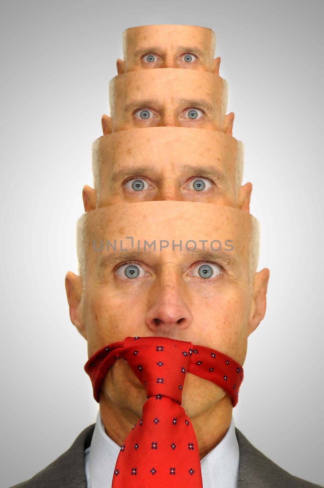 Businessman with several heads in matrioska way