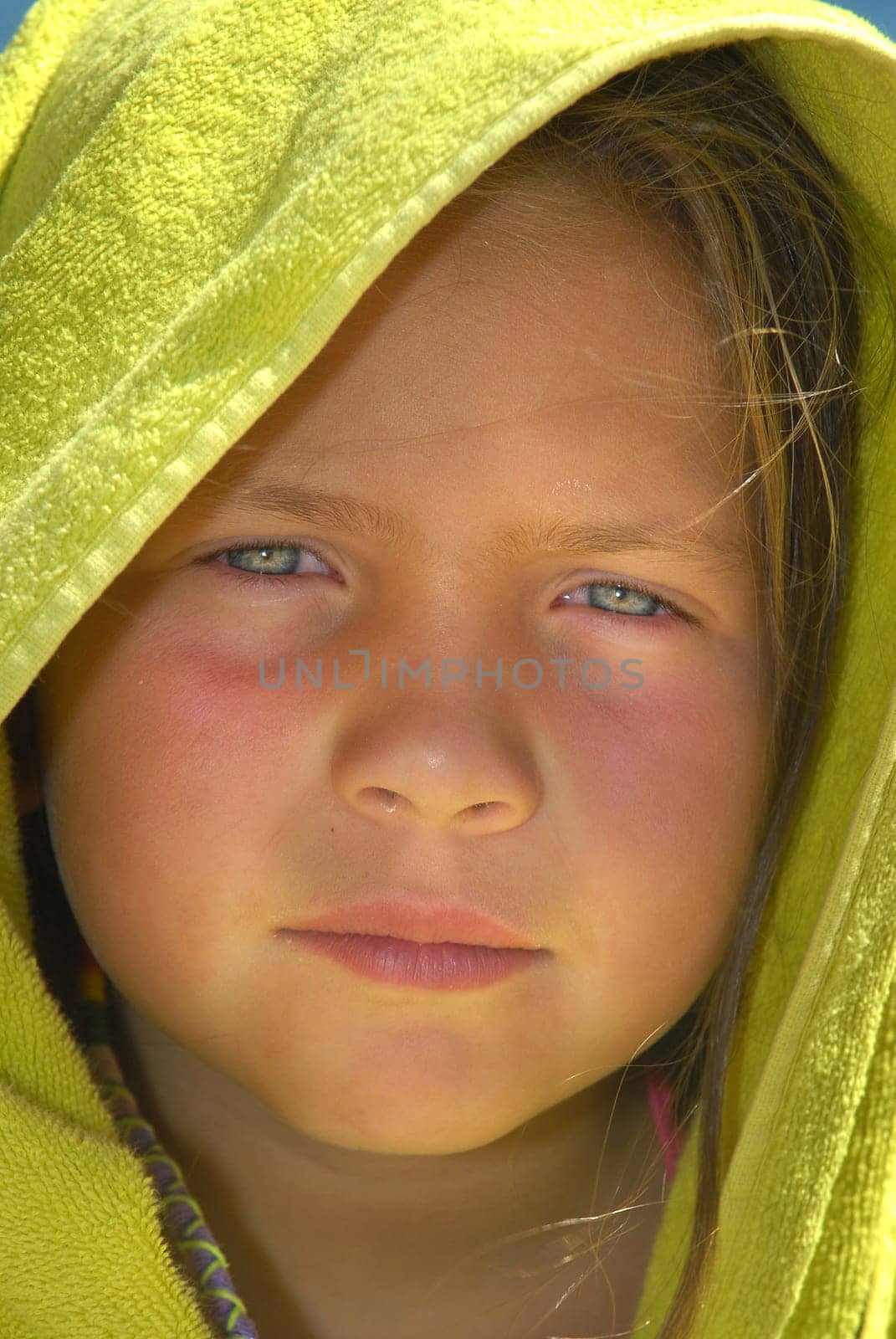 Girl posing with green towell