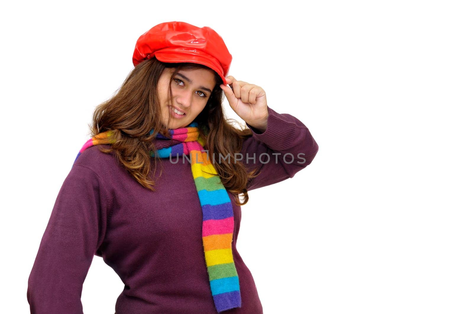 Beautiful teen posing isolated in white