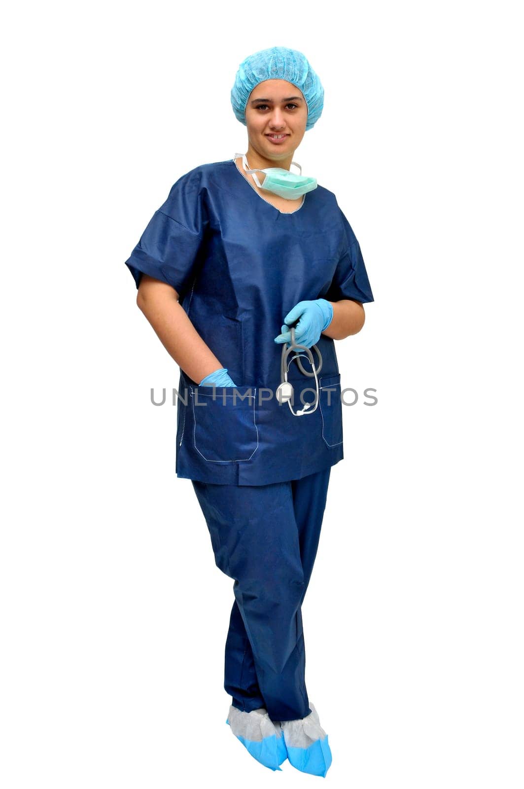 Young doctor or nurse isolated in white