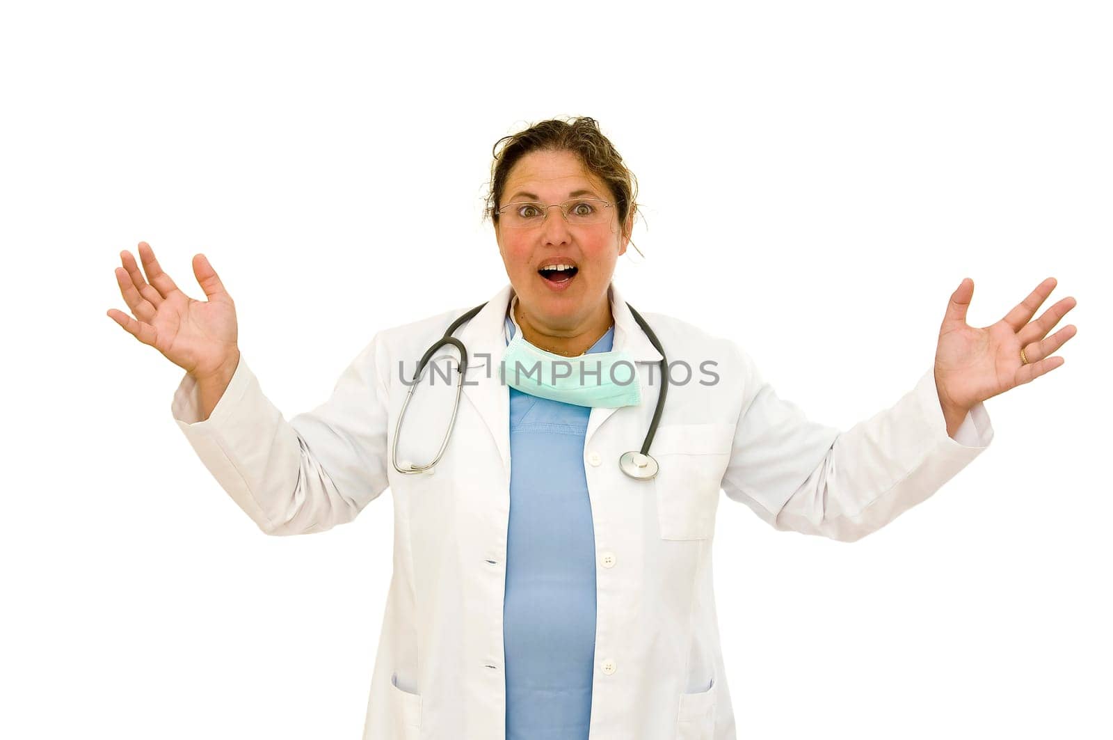 Woman doctor isolated in white