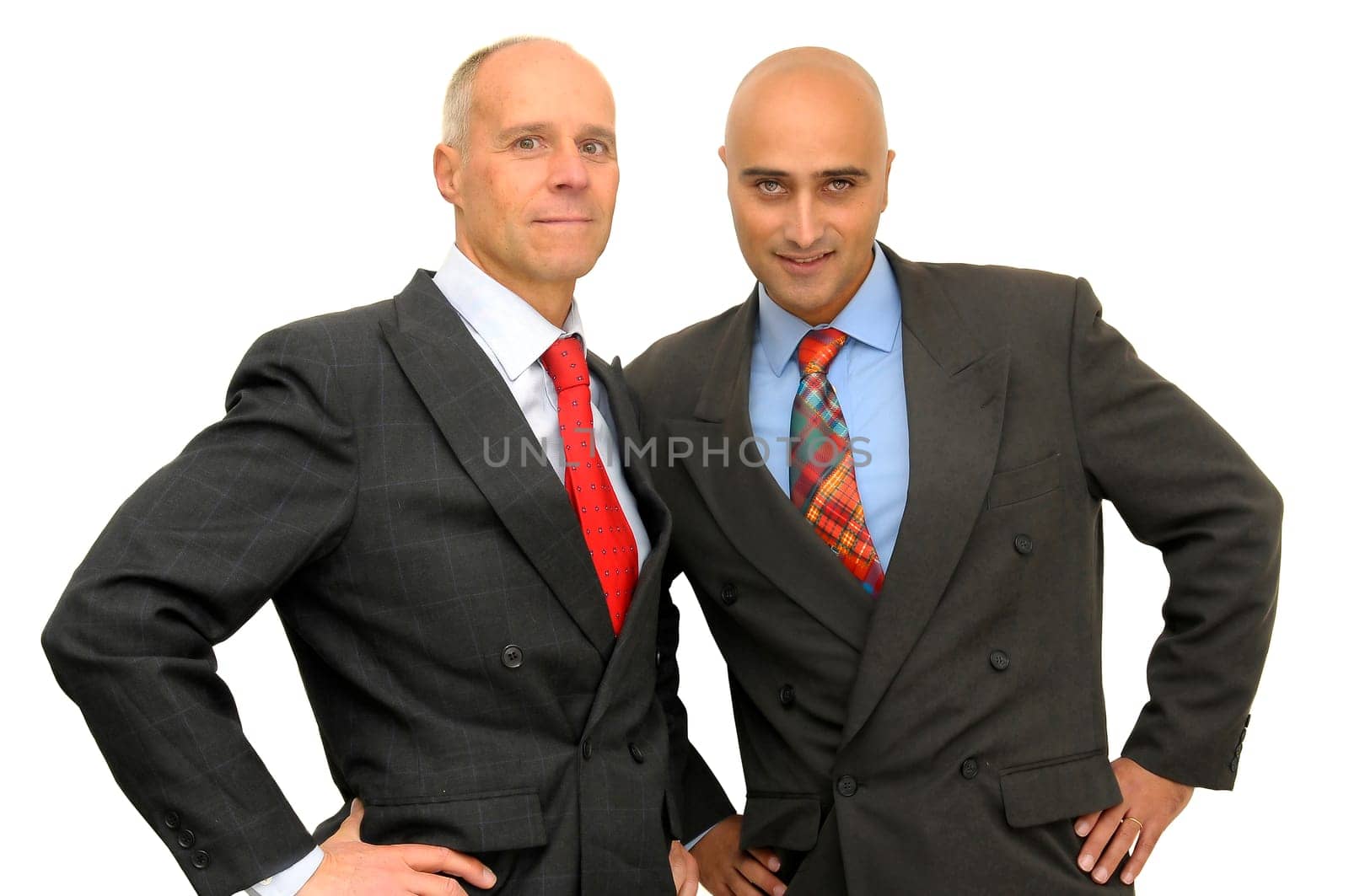 Two businessman isolated against a white background
