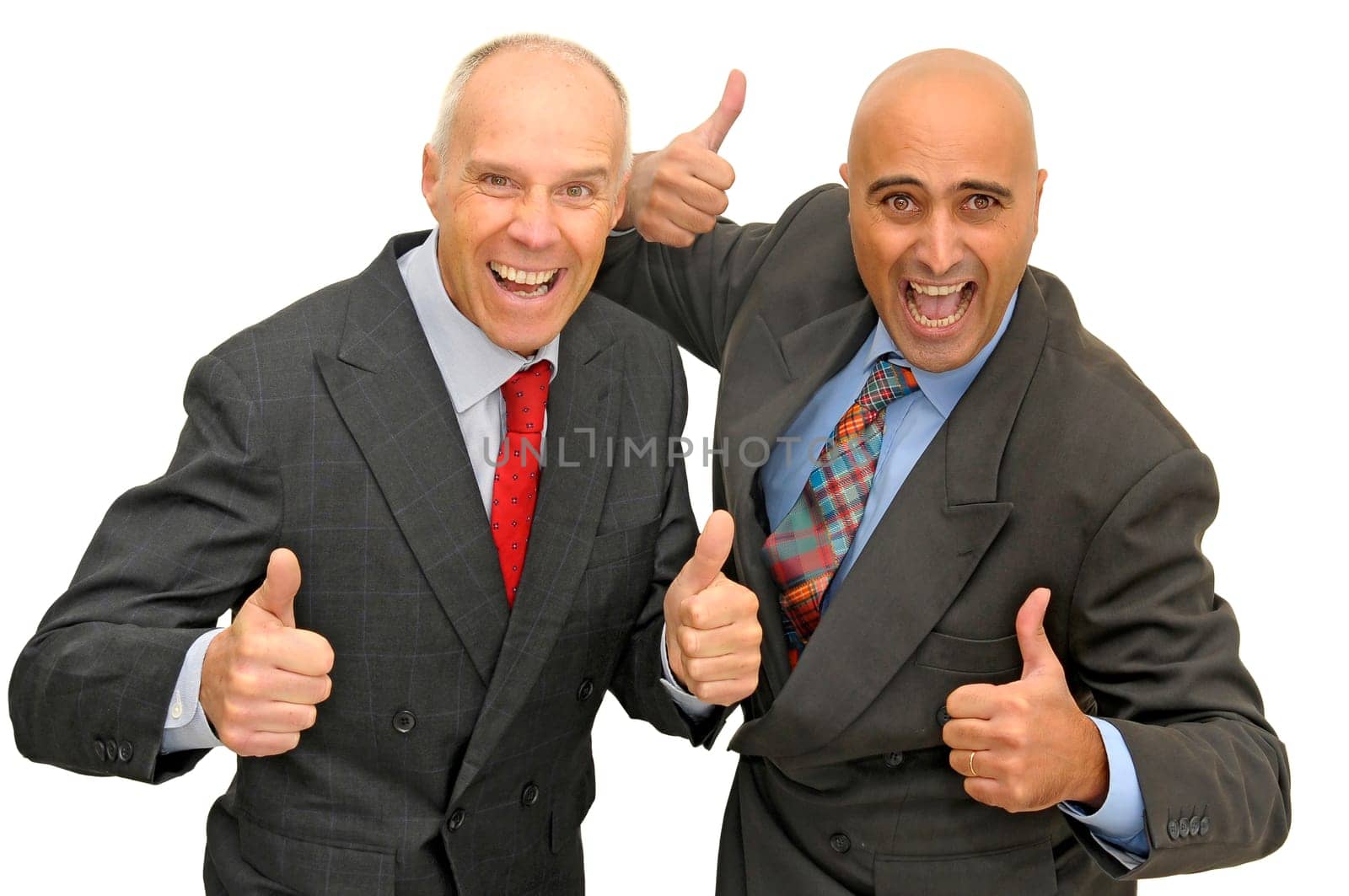 Two businessman isolated against a white background