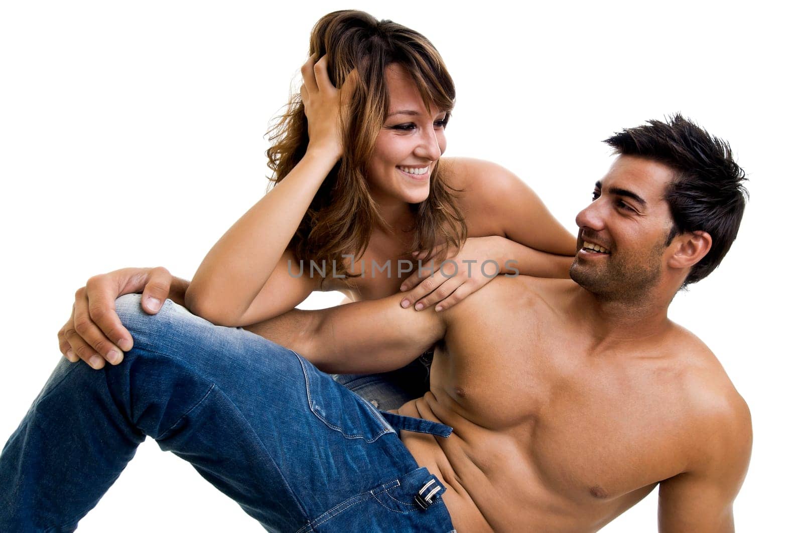 Beautiful fashionable young couple dressed in jeans