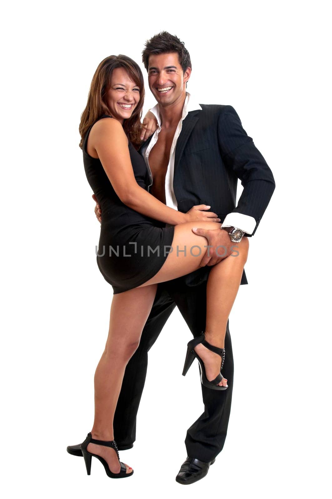 Sexy young couple isolated in white
