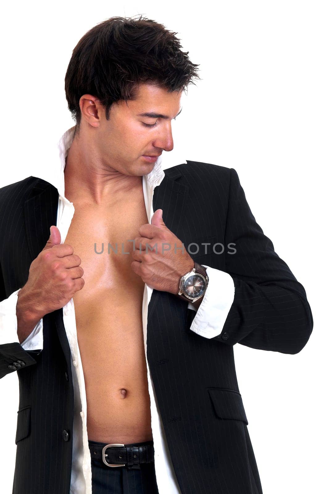 Fashionable young man isolated in white